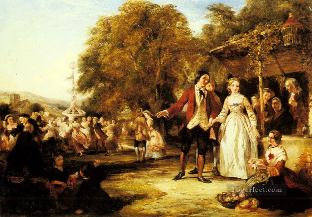 A May Day Celebration Victorian social scene William Powell Frith Oil Paintings